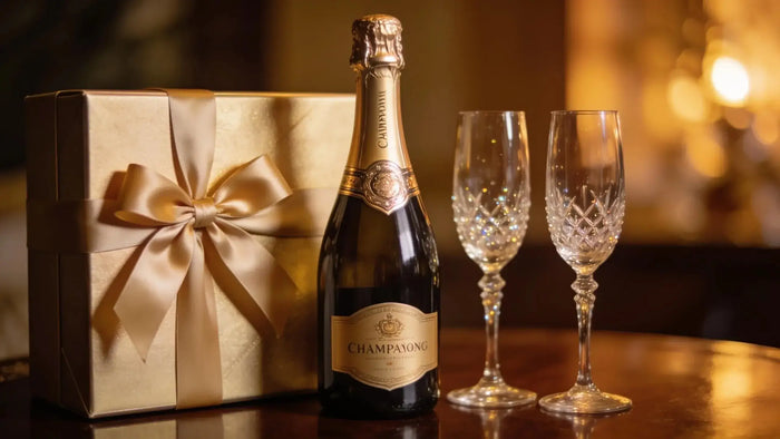 Luxurious premium champagne gift sets featuring elegant bottles and glasses, perfect for celebrations