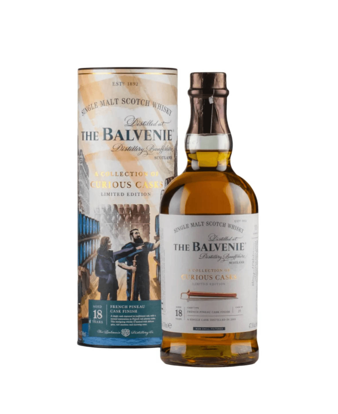 Balvenie whisky bottle and packaging on a white background
