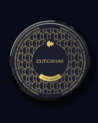Cutcaviar container with intricate design on a black background