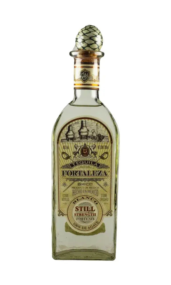 Fortaleza Still Strength Tequila 70cl – clear tequila in a handcrafted bottle with bold, rustic character and high-proof intensity.