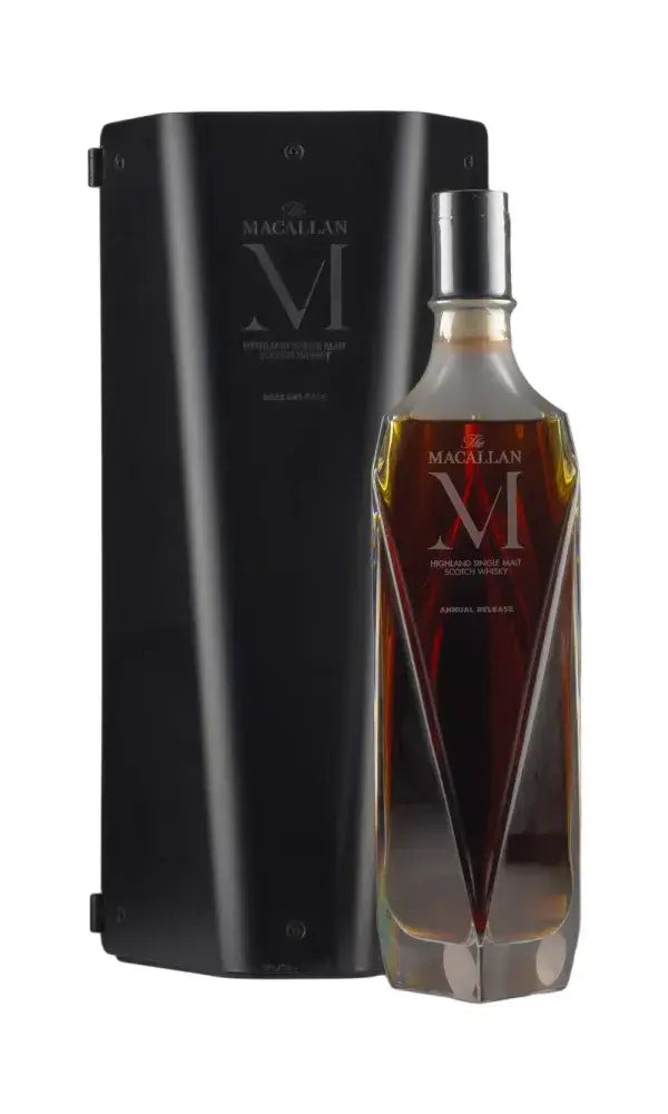 Macallan M 2022 – ultra-luxury single malt in a crystal decanter.