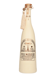 Cream-colored bottle of Palmaré rum with decorative elements on a white background