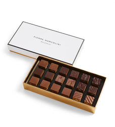 Box of chocolates from Pierre Marcolini on a white background