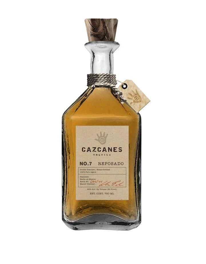 Bottle of Cazcanes Reposado Tequila 75cl – golden-hued tequila in a sleek bottle with a beige label and refined detailing.