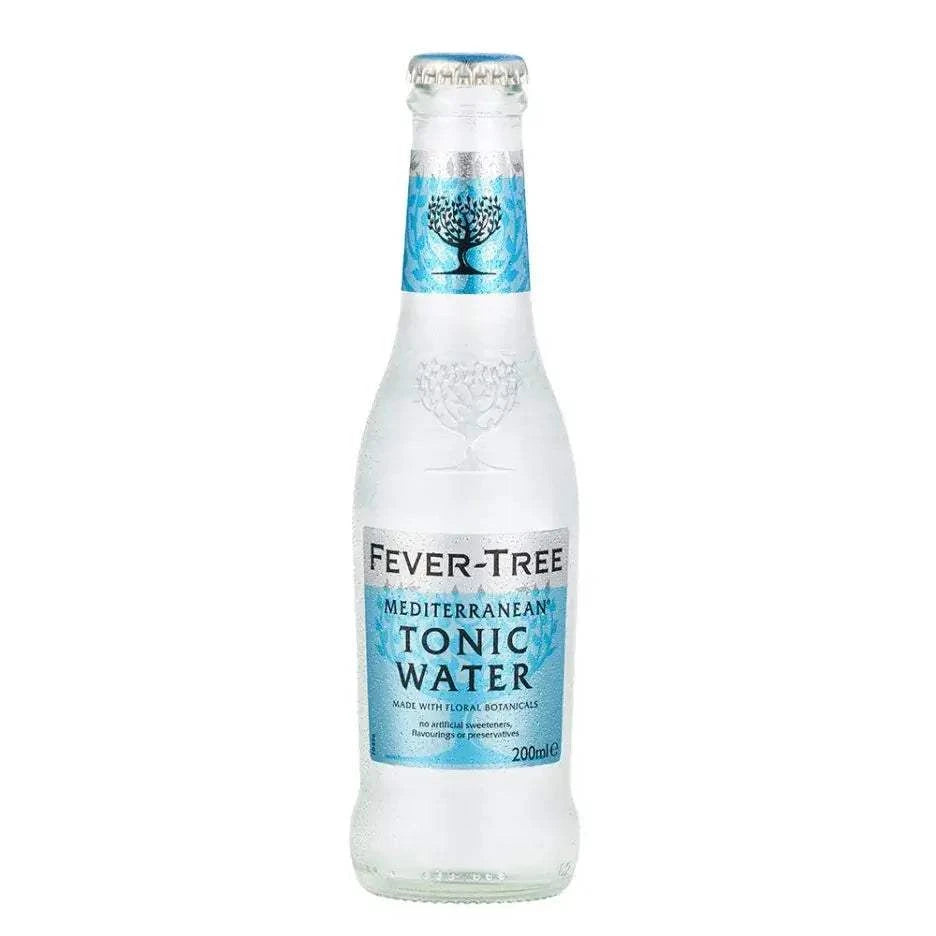 Fever-Tree Mediterranean Tonic Water bottle, 200ml, featuring floral botanicals and a refreshing design.