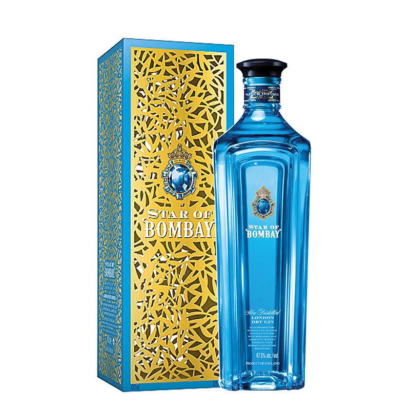 Star of Bombay Gin bottle and box featuring premium design.