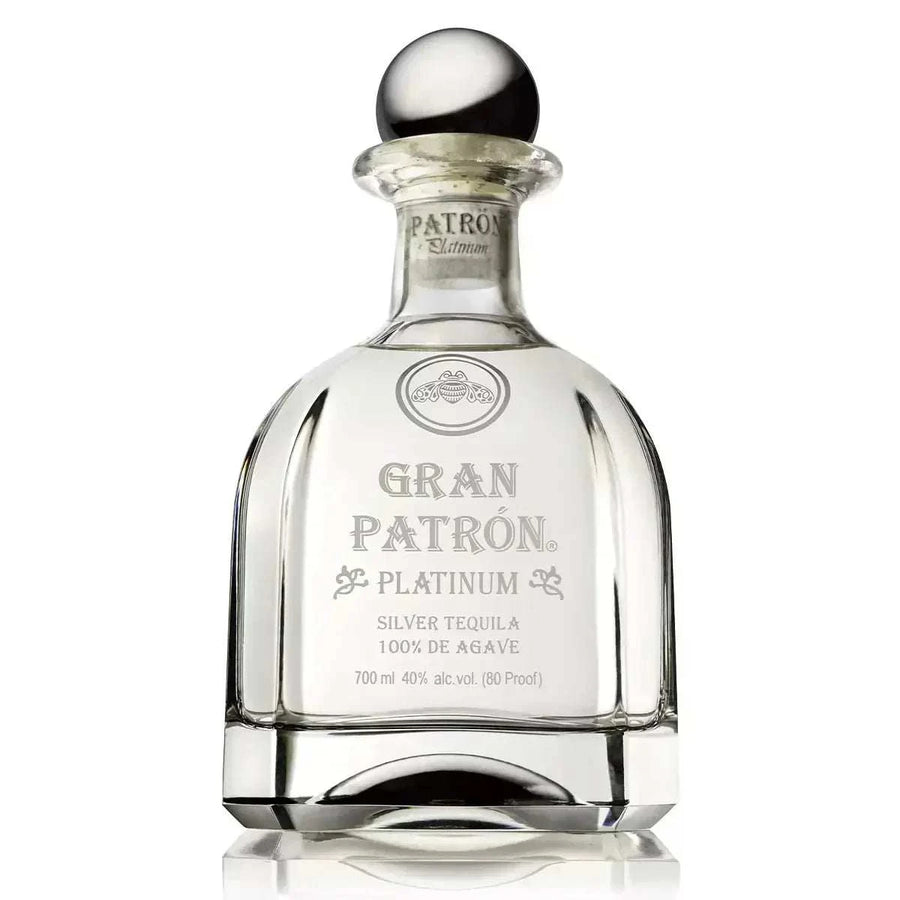 Gran Patron Platinum Blanco Tequila 70cl bottle with silver label and round cap.