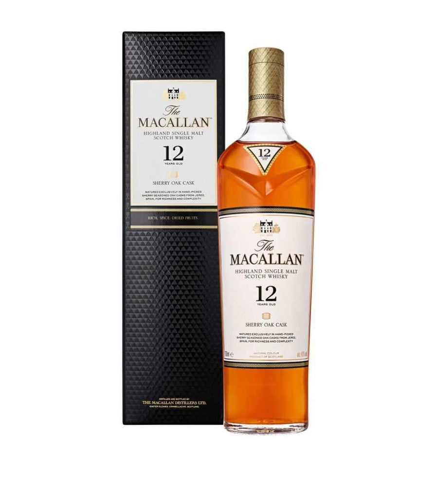Macallan 12 Year Sherry Oak Whisky 70cl bottle and box.