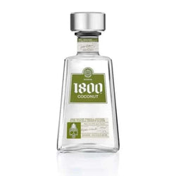 1800 Coconut Tequila 70cl bottle with green label, featuring 100% Blue Weber Agave and natural coconut flavor.