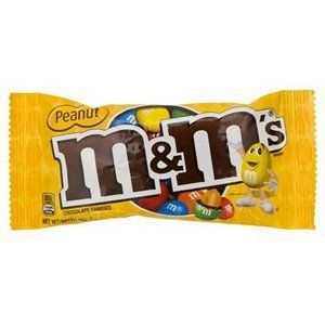 M&M Peanut Shells 40g packaging with yellow branding and colorful chocolate candies.