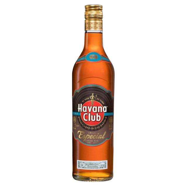 Havana Club Anejo Especial rum bottle with amber color and branded label.