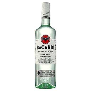 Bacardi Carta Blanca Rum 70cl bottle with iconic bat logo on label.