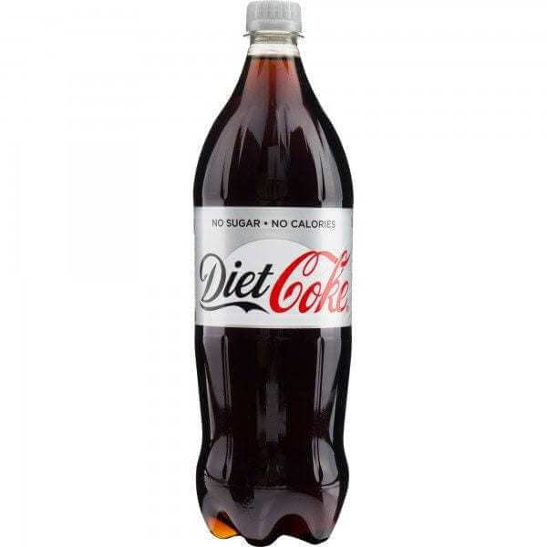 Diet Coke 1.25L bottle, sugar-free, low-calorie beverage.