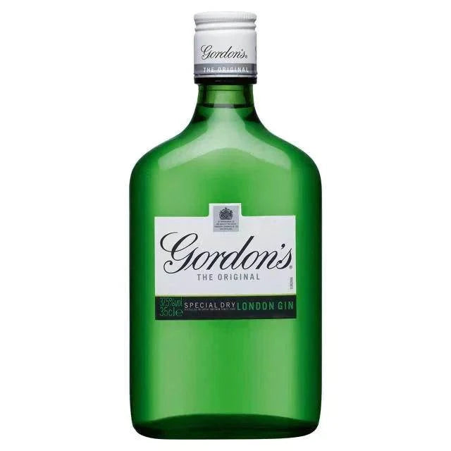 Gordon's Gin 35cl bottle displaying green packaging and signature label.
