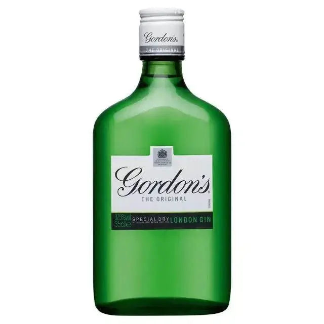 Gordon's Gin 35cl bottle displaying green packaging and signature label.