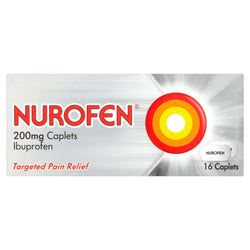NUROFEN 200mg Caplets packaging for pain relief.