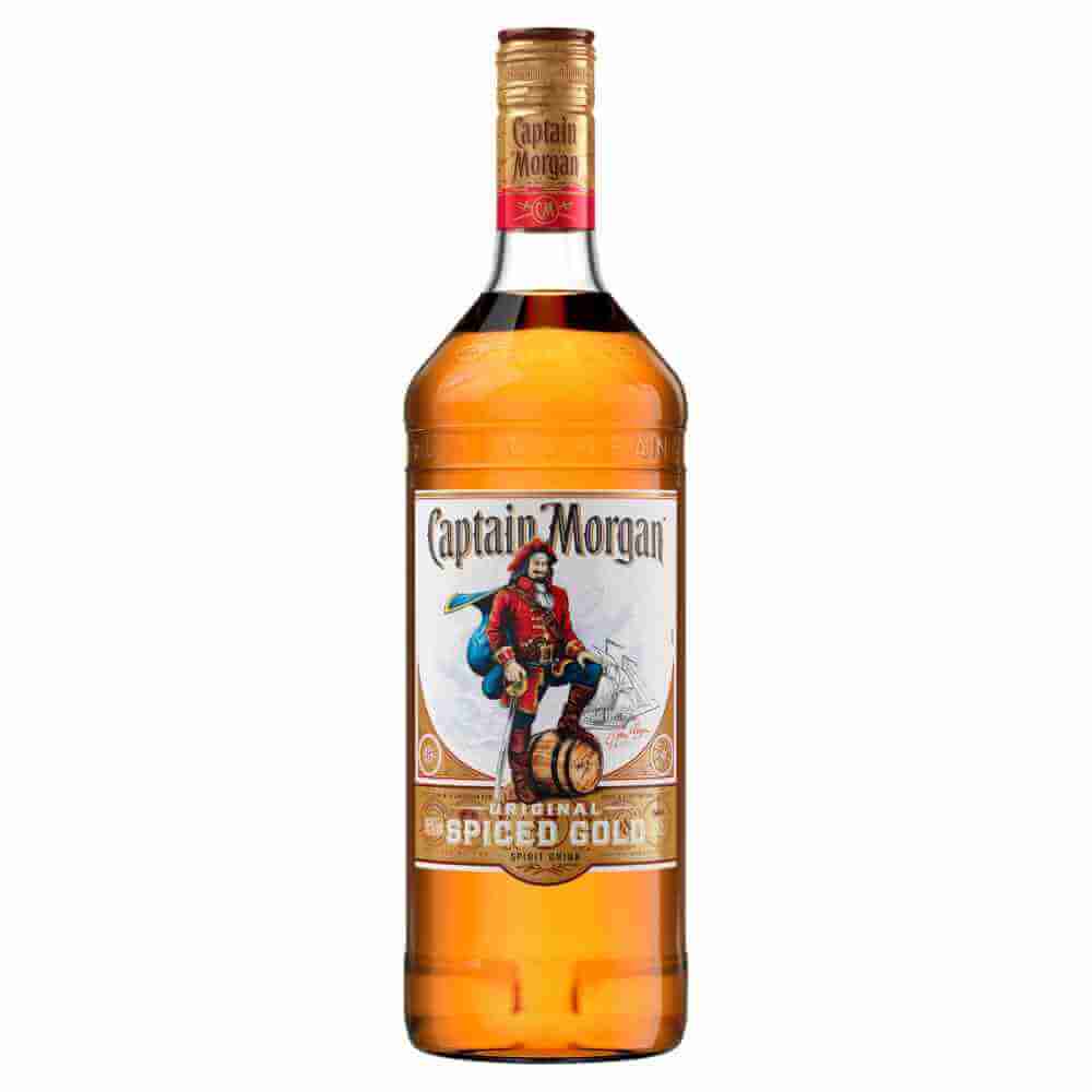 Captain Morgan Spiced Rum 1L bottle with original label.