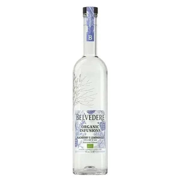Belvedere Organic Infusions Blackberry & Lemongrass vodka bottle.