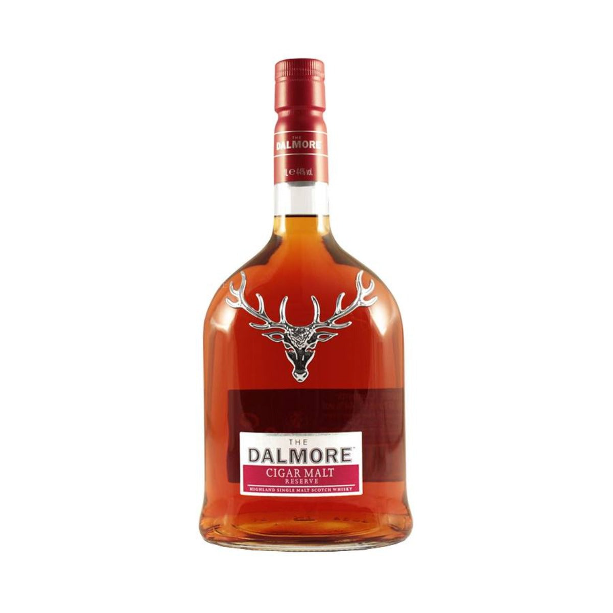 Dalmore Cigar Malt Whisky bottle with stag logo, ideal for pairing with cigars.