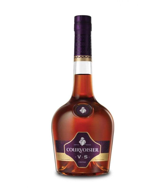 Courvoisier V.S 70cl cognac bottle with purple label and cork.
