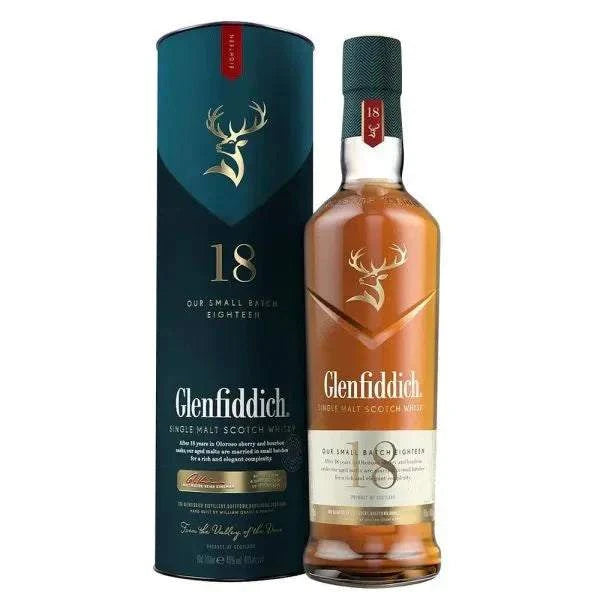 Glenfiddich 18 Year Whisky bottle and packaging, 70cl.
