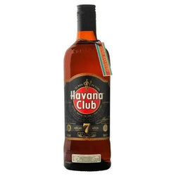 Havana Club Anejo 7 Year Rum bottle with label and rich amber color.