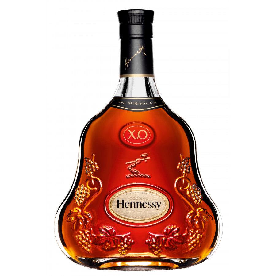 Hennessy X.O Extra Old Cognac 70cl bottle with ornate design.