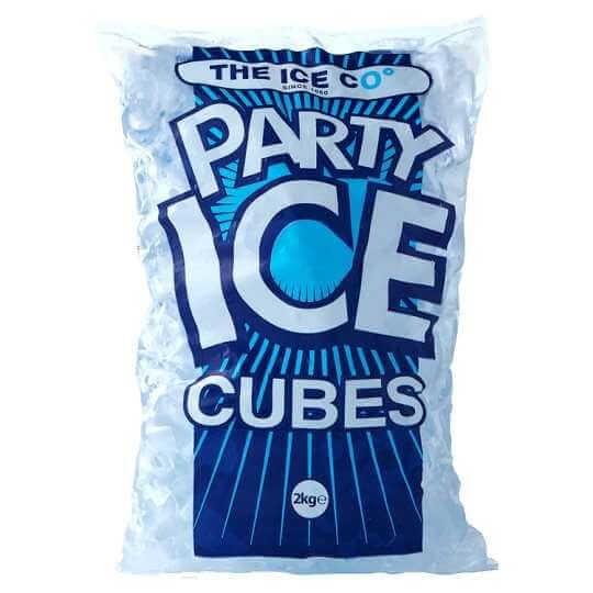 Pack of ice cubes in clear bag, for chilling drinks, available for delivery in London and UK.