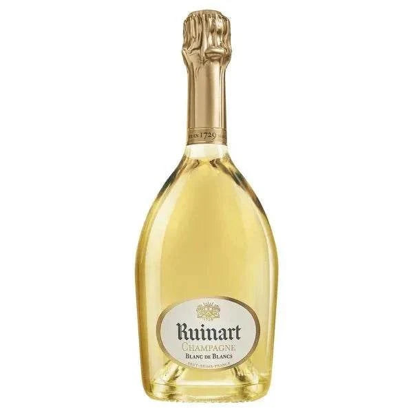 Ruinart Blanc de Blancs Champagne 75cl bottle with elegant packaging.