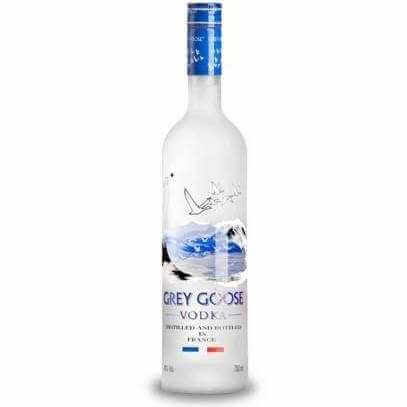 Grey Goose Vodka 70cl bottle with blue label and French flag, premium liquor.