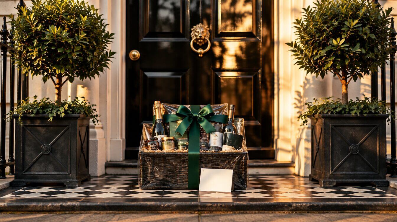 Late-night drinks delivery left on a London townhouse doorstep
