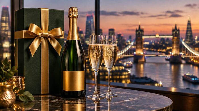 Champagne and flutes ready for a large party in London