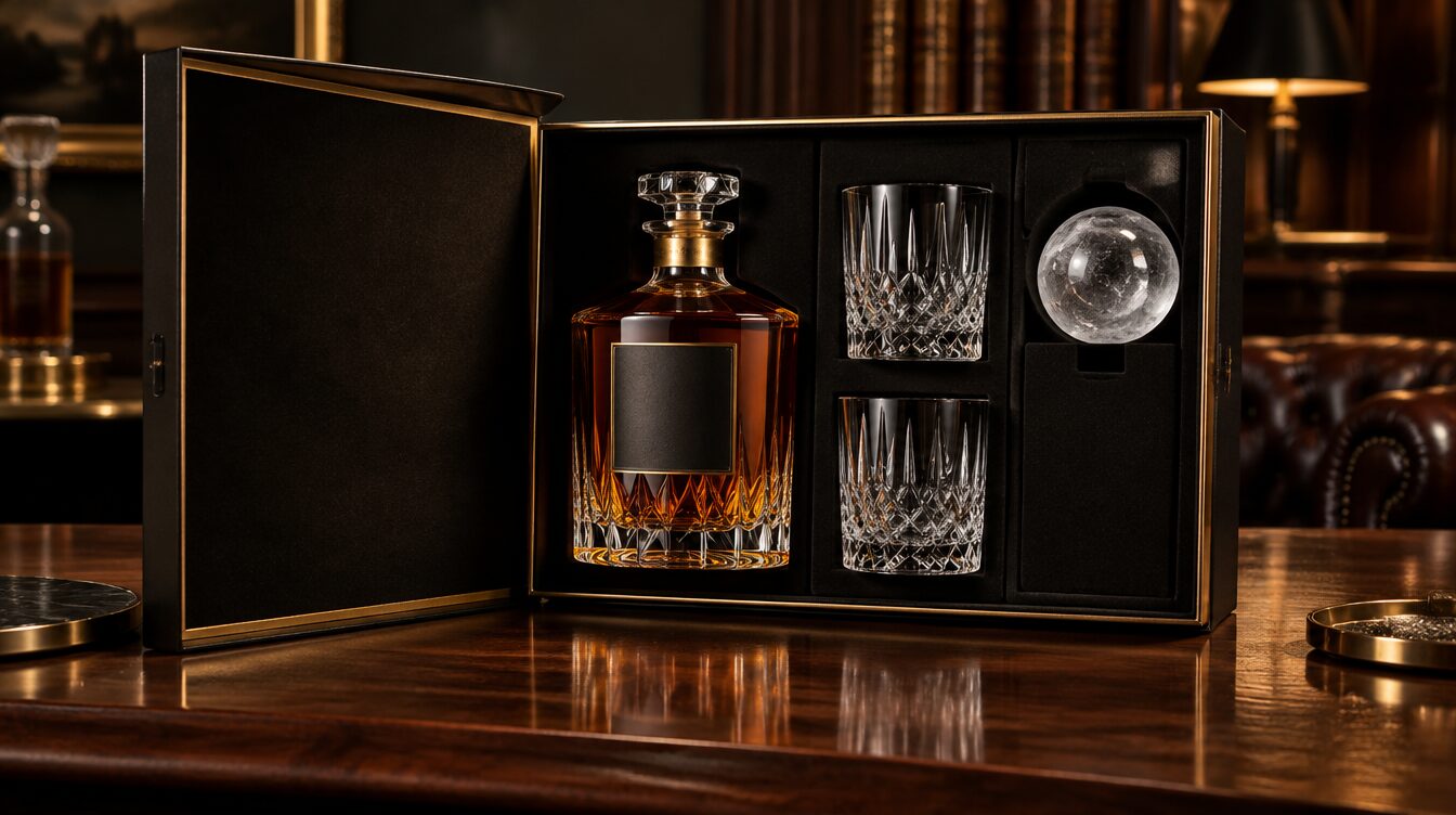 Whiskey gift set with crystal tumblers for gifting in London
