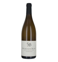 Bottle of Sylvain Bzikot Bourgogne Chardonnay 75cl, white Burgundy with an off-white label and black foil capsule