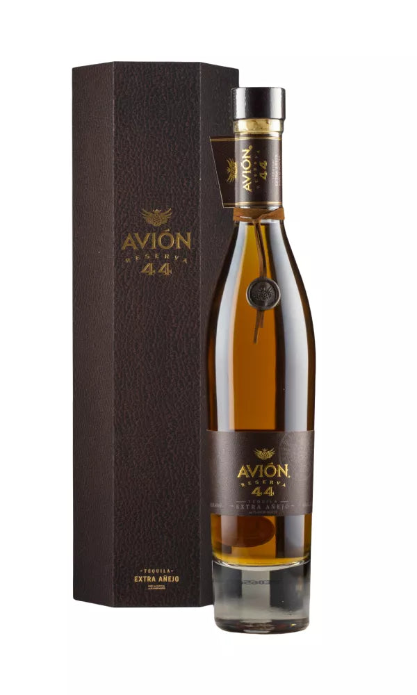 Avión Reserva 44 Extra Añejo Tequila 70cl – luxury tequila in a tall, elegant bottle, aged for four years and hand-signed for authenticity.