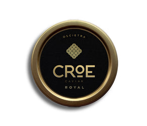 CROE Caviar Royal container with gold lid on a white background