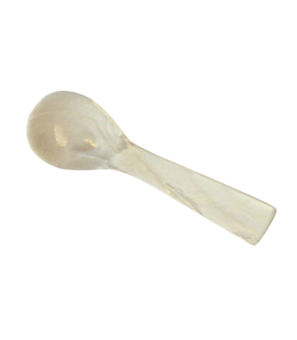 Clear plastic scoop on a white background