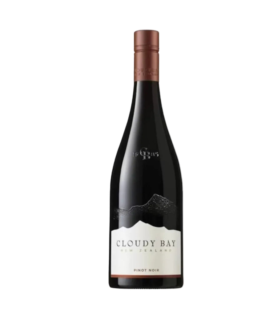 Cloudy Bay Pinot Noir wine bottle on a white background