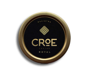 CROE Caviar Royal container with gold lid on a white background