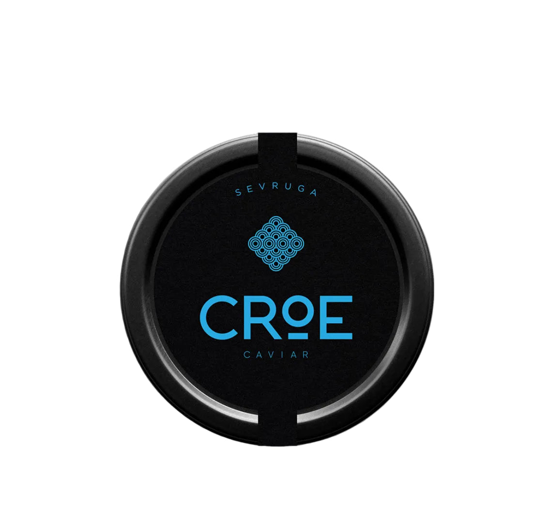 Croe Sevruga Caviar with blue logo 