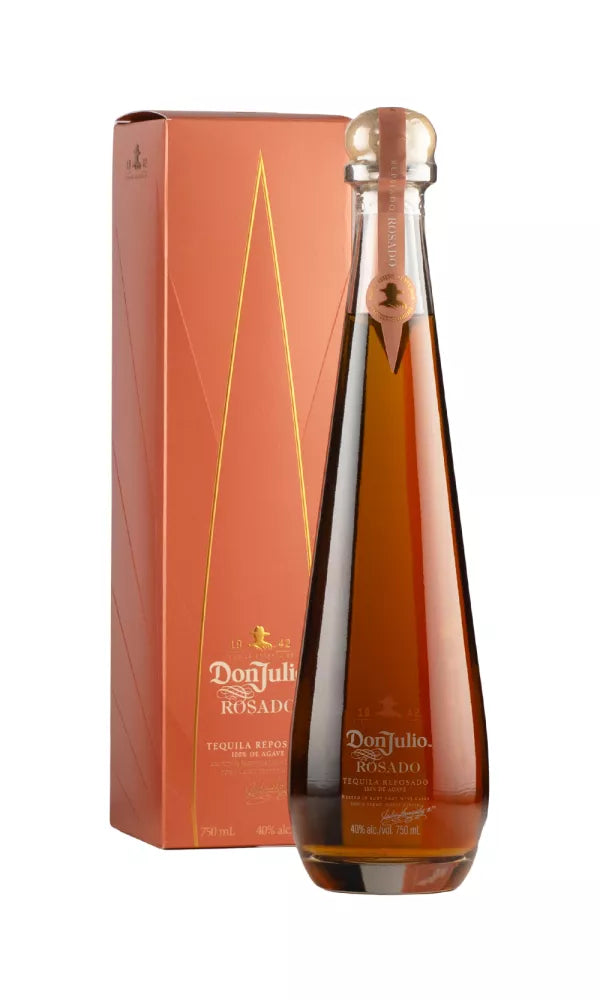 Don Julio Rosado Reposado 75cl – limited-edition reposado tequila with a light pink tint, offering a smooth blend of oak, agave, and berry notes.