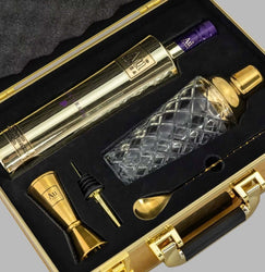 Limited edition Au Vodka gold briefcase gift set with Black Grape 70cl and cocktail shaker set