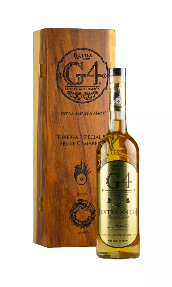 G4 6 Year Old Extra Añejo Tequila (Mexico Edition) – elegant, limited-edition bottle with rich amber tequila crafted for connoisseurs.