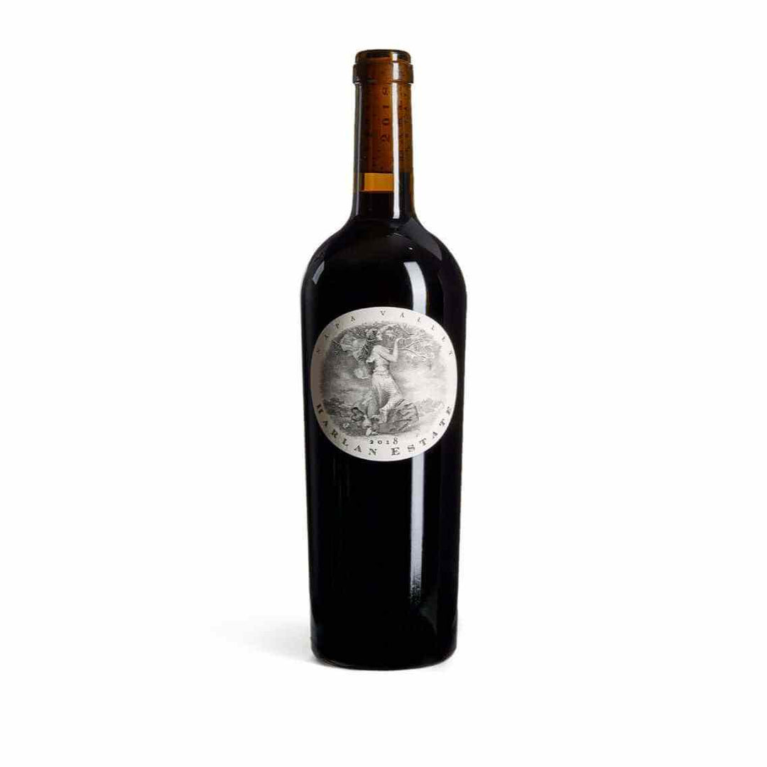 Harlan Estate Bordeaux Blend Red 2018 wine bottle featuring a classic label design, ideal for gifting or special occasions.