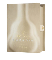 Hennessy Paradis Cognac box with gold text on a white background