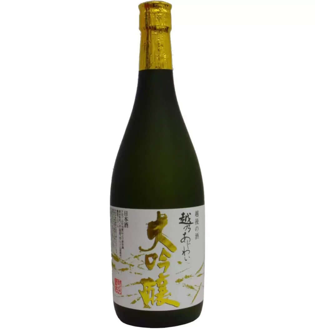 bottle-of-japanese-sake-with-a-gold-cap-on-a-white-background