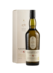 Lagavulin whisky bottle with box on a white background