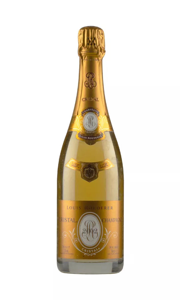 Louis Roederer Cristal 2002 bottle – exceptional vintage Champagne with depth and finesse.