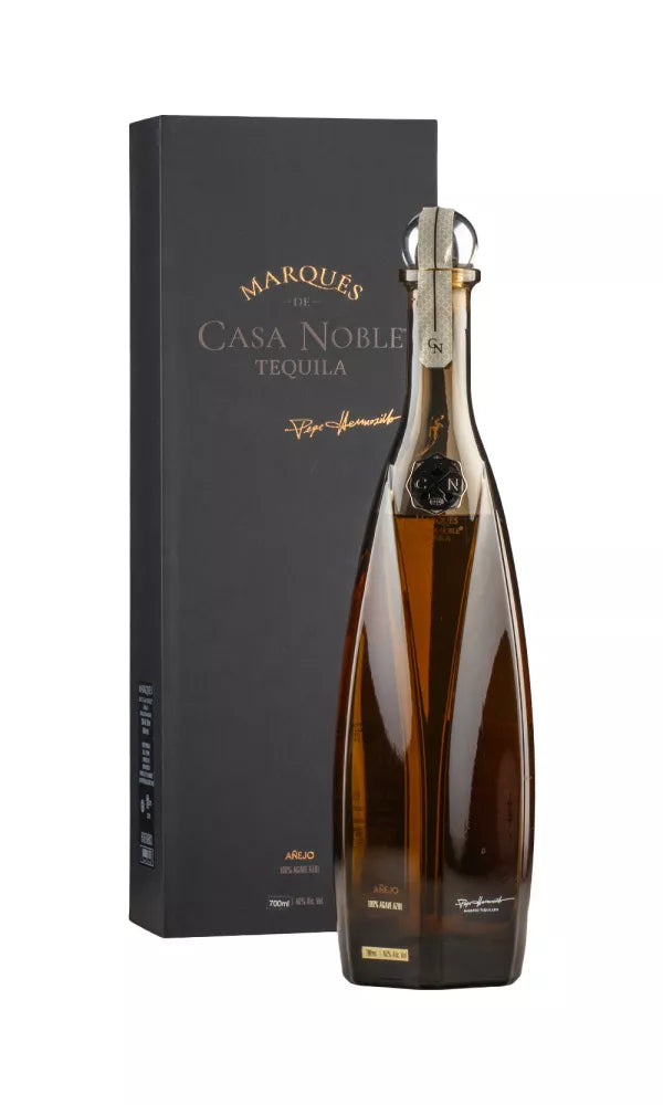 Marqués de Casa Noble Añejo Tequila 70cl – elegant bottle of premium aged tequila with a deep amber hue and luxurious profile.