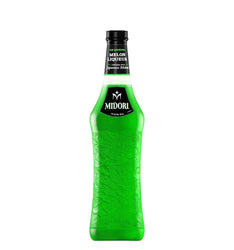 Frosted green bottle of Midori Melon Liqueur 70cl, the Japanese melon liqueur by Suntory